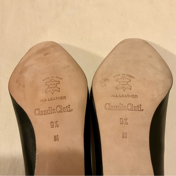 Claudia Ciuti Vintage Elegant Black Leather Pumps Size 9.5 M - Picture 7 of 8